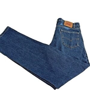 Levi's 505 Regular Fit Straight Leg Blue Jeans Mens 36 x 33 Dark Cotton Denim